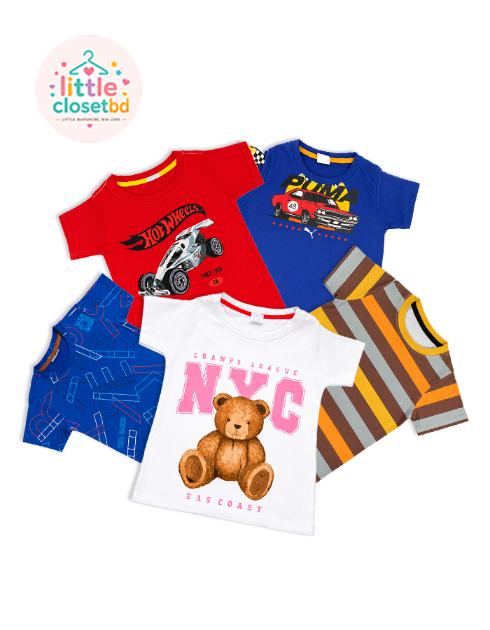 Baby Boys Sleeve T-shirt 5-Piece Combo Set - 5