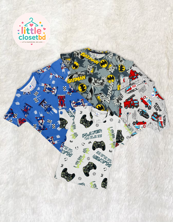 Baby Print Sleeve T-shirt 4-Piece Combo Set