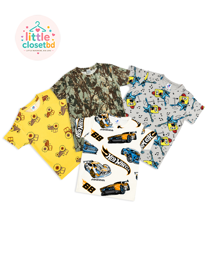 Baby Boys Print Sleeve T-shirt 4-Piece Combo Set